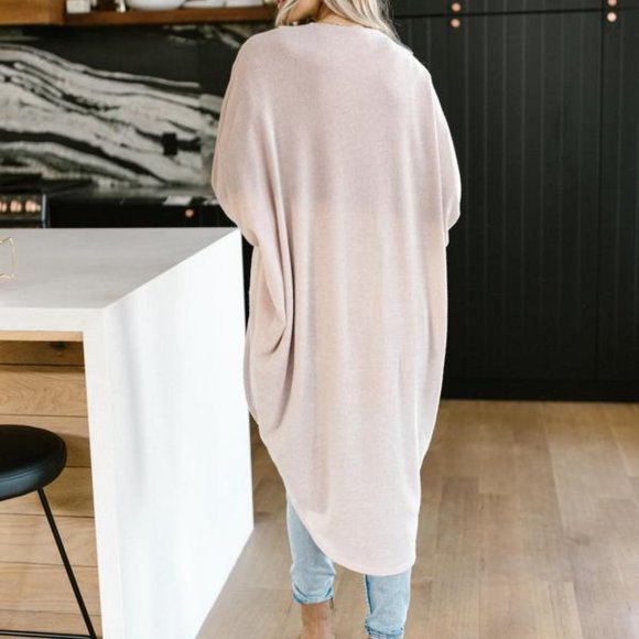 Women Top Cozy Spandex Cardi In Taupe - Picture 3 of 5